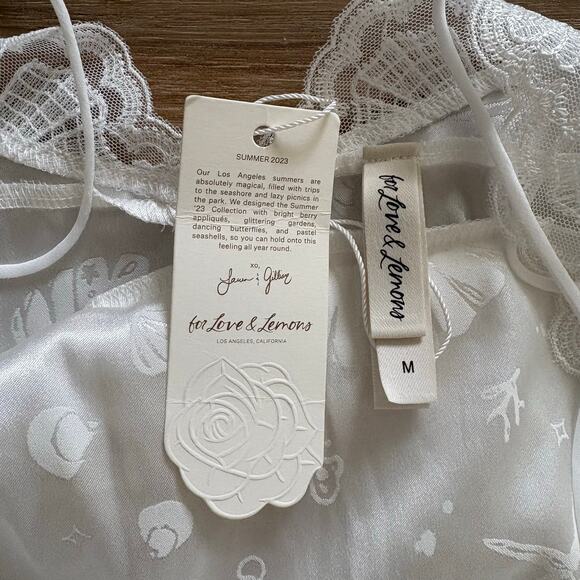 For Love And Lemons White Lace Trim Chemise - Picture 2 of 11